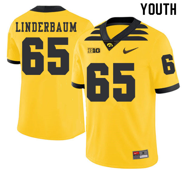 2019 Youth #65 Tyler Linderbaum Iowa Hawkeyes College Football Alternate Jerseys Sale-Gold